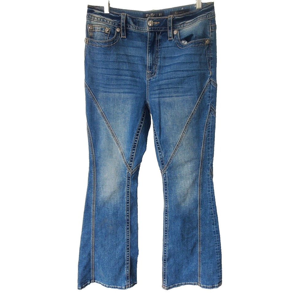Miss Me Women's Contour Stitch Slim High-Rise Flare Jeans Size 31x33